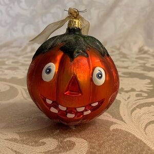 Christopher Radko  Festive Halloween Pumpkin Ornament - Orange and Black